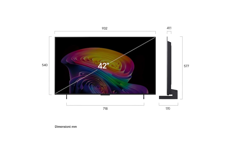 Immagine dimensioni TV OLED42C66LB 2026